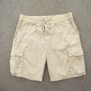James Perse Shorts Mens Medium Beige Cargo Pockets Drawstring Elastic Waist